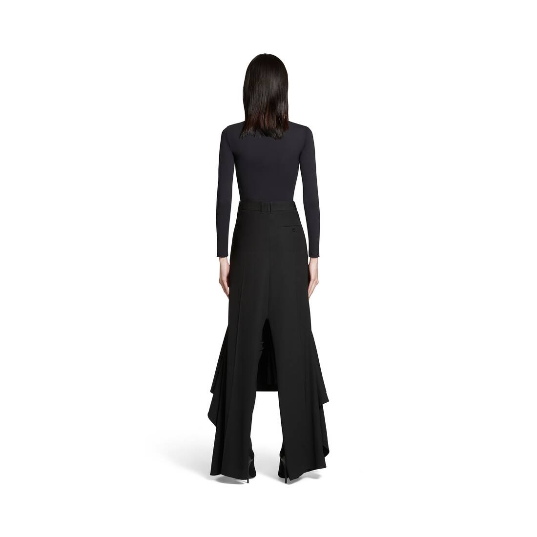 Women's Deconstructed Godet Skirt in Black - 4