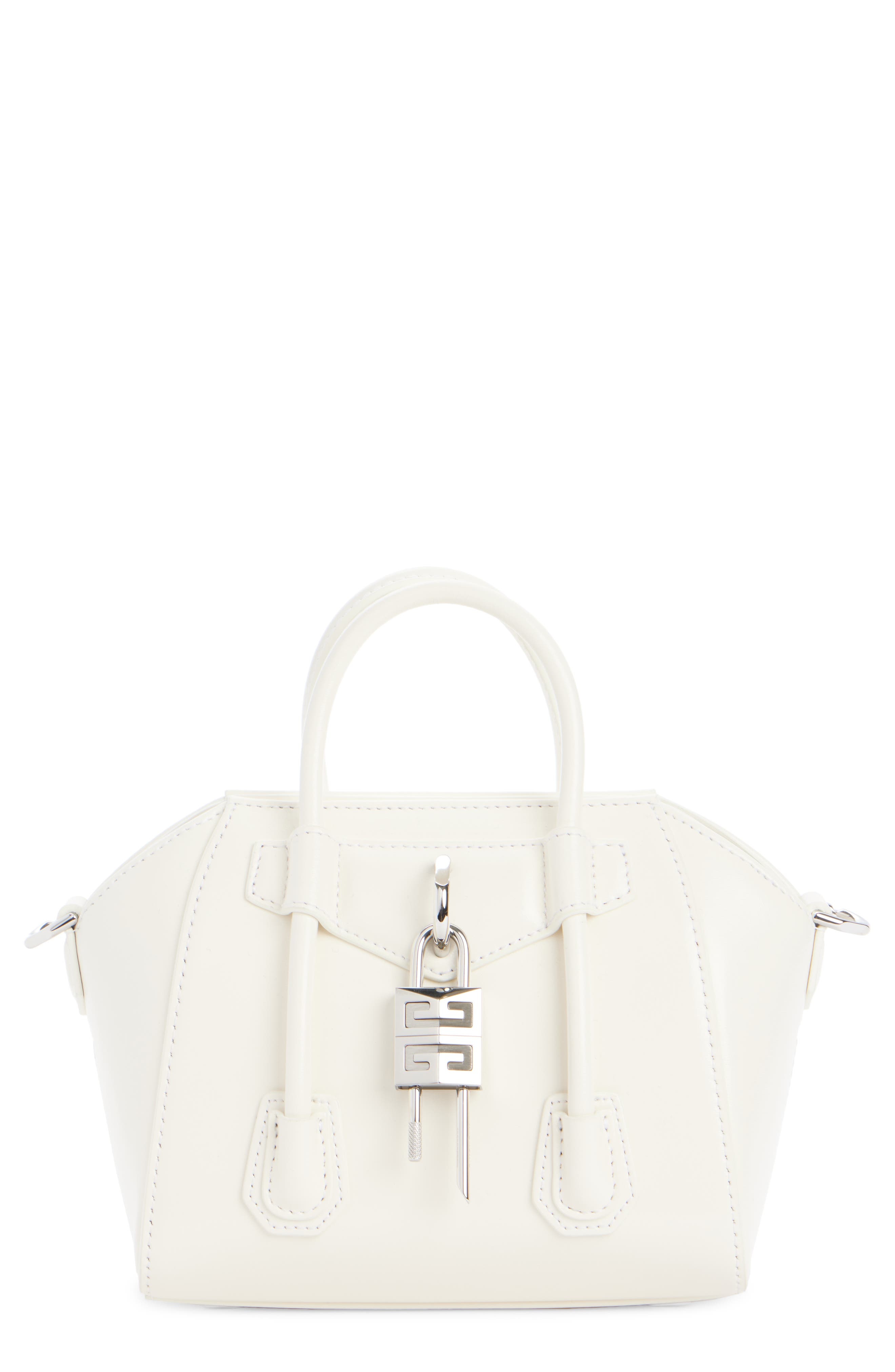 Givenchy Antigona Toy Lock Leather Satchel in 105-Ivory at Nordstrom - 1