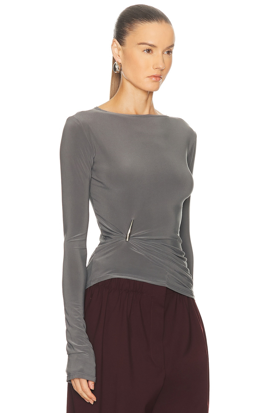 Claw Draped Long Sleeve Top - 2