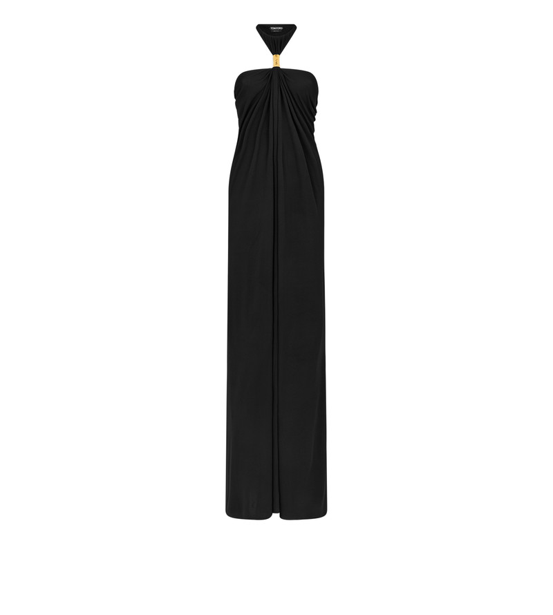 금속 HARDWARE DETAIL를 가진 HALTERNECK EVENING DRESS 1