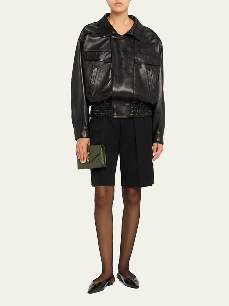 SAINT LAURENT Small YSL Wallet on Chain in Grain Leather outlook