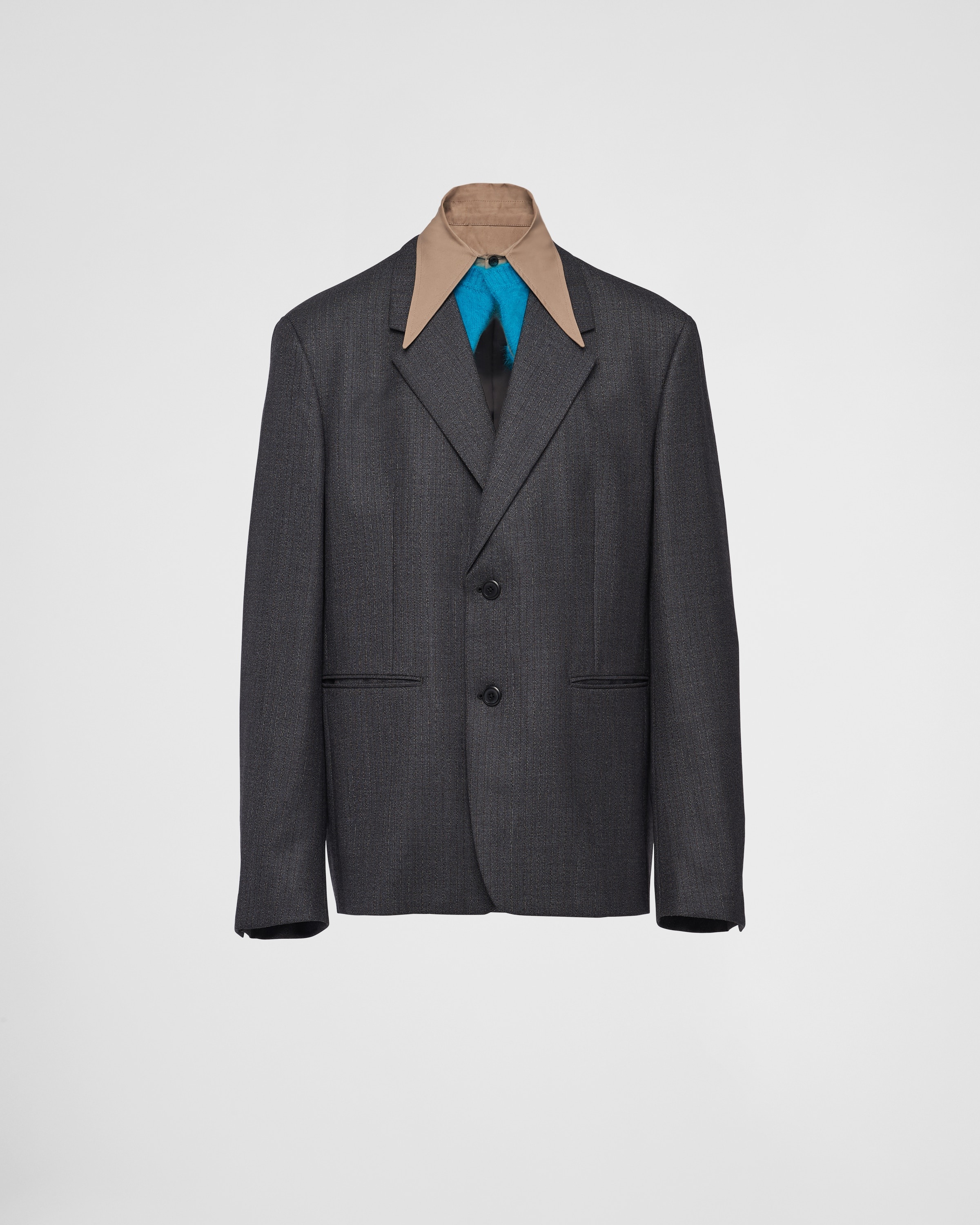 Single-breasted wool jacket with collar - 1