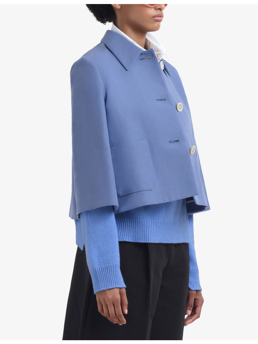 Brand-Embroidery Cropped Cotton Woven Jacket - 3