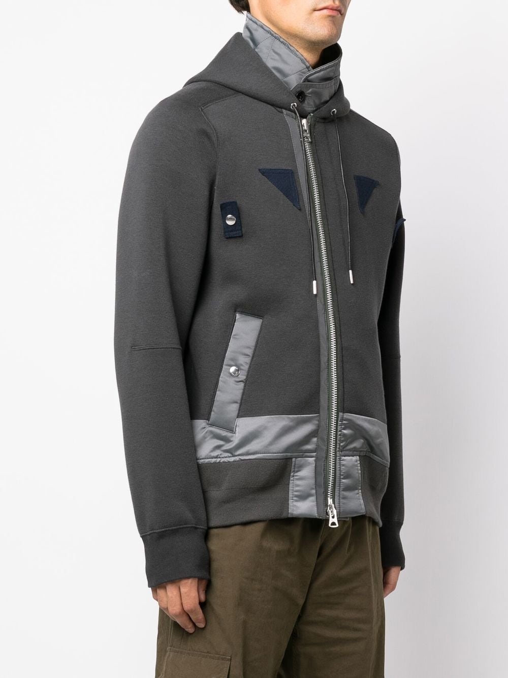 panelled hooded bomber jacket - 3