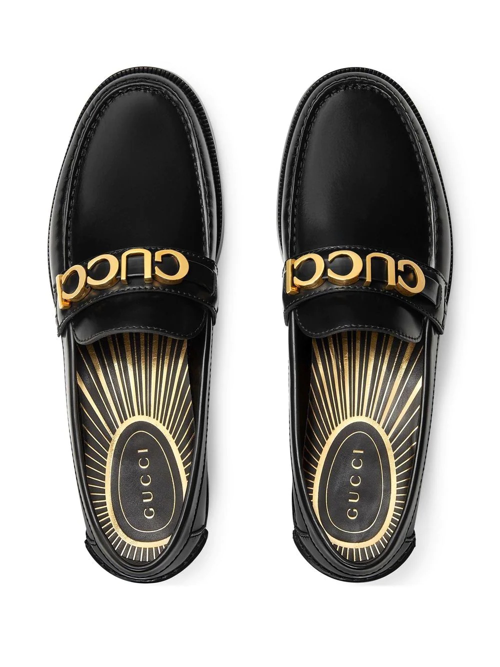 logo-plaque leather loafers - 4