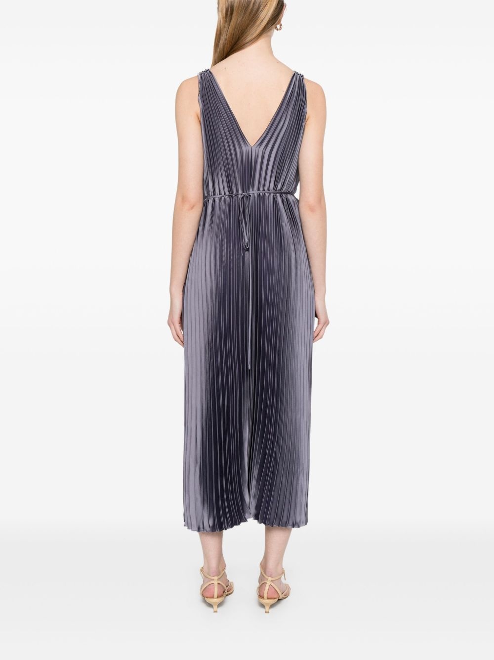 pleated satin midi dress - 4