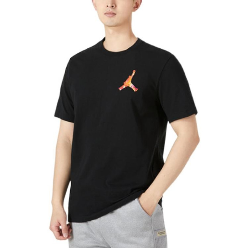 Jordan Men's Jordan Printing Logo Solid Color Round Neck Short Sleeve Black T-Shirt DH8967-010 outlook