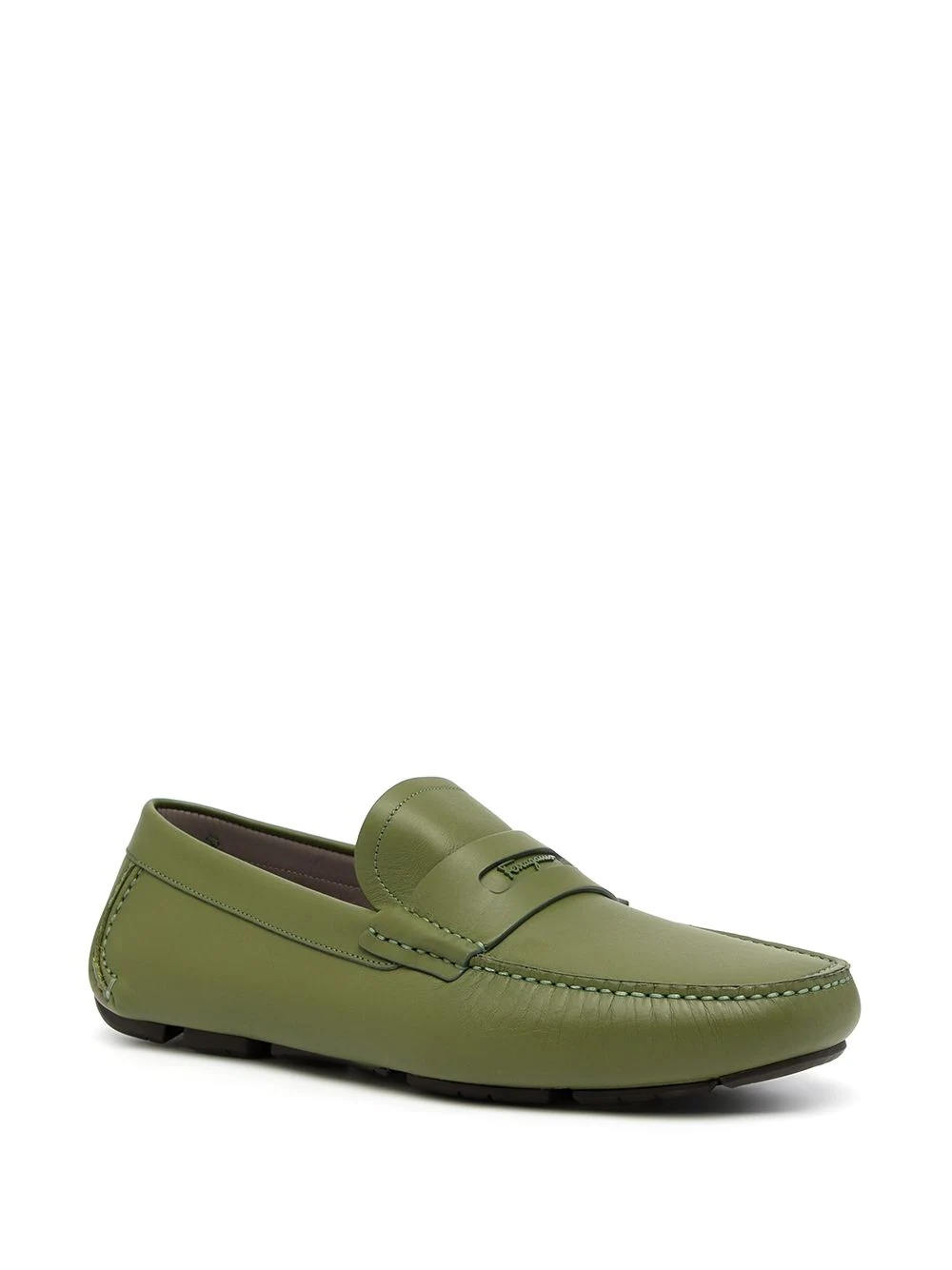 round-toe leather loafers - 2