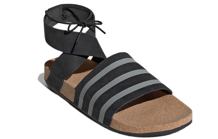 (WMNS) adidas Adilette Ankle Wrap Sandals Black/Grey EG3850 - 3