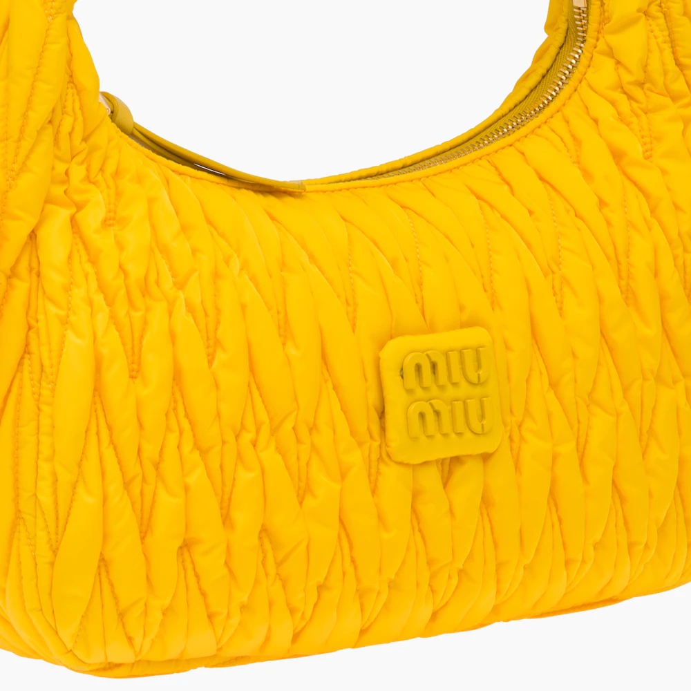 Miu Wander matelassé regenerated nylon hobo bag - 6