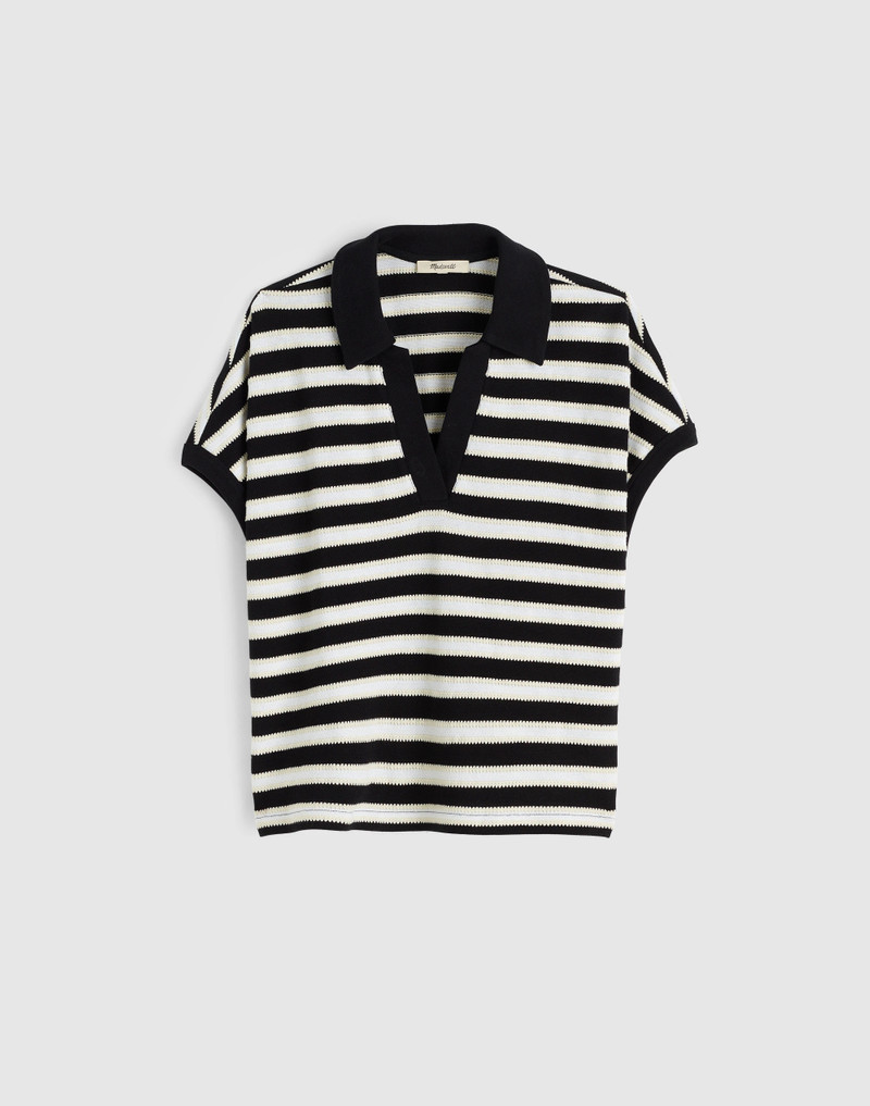 Relaxed V-Neck Polo Shirt in Stripe 1