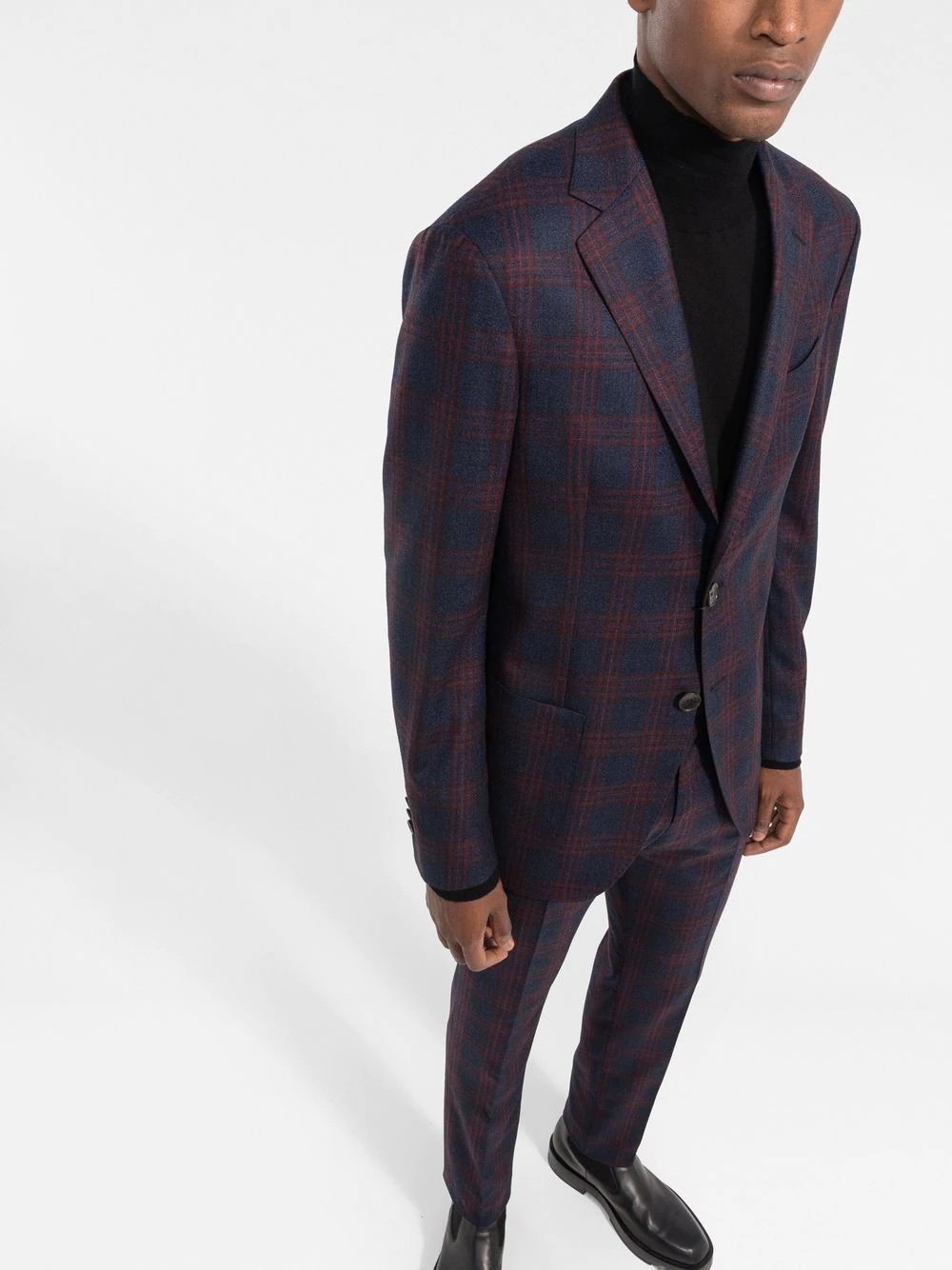 check-pattern single-breasted suit - 3