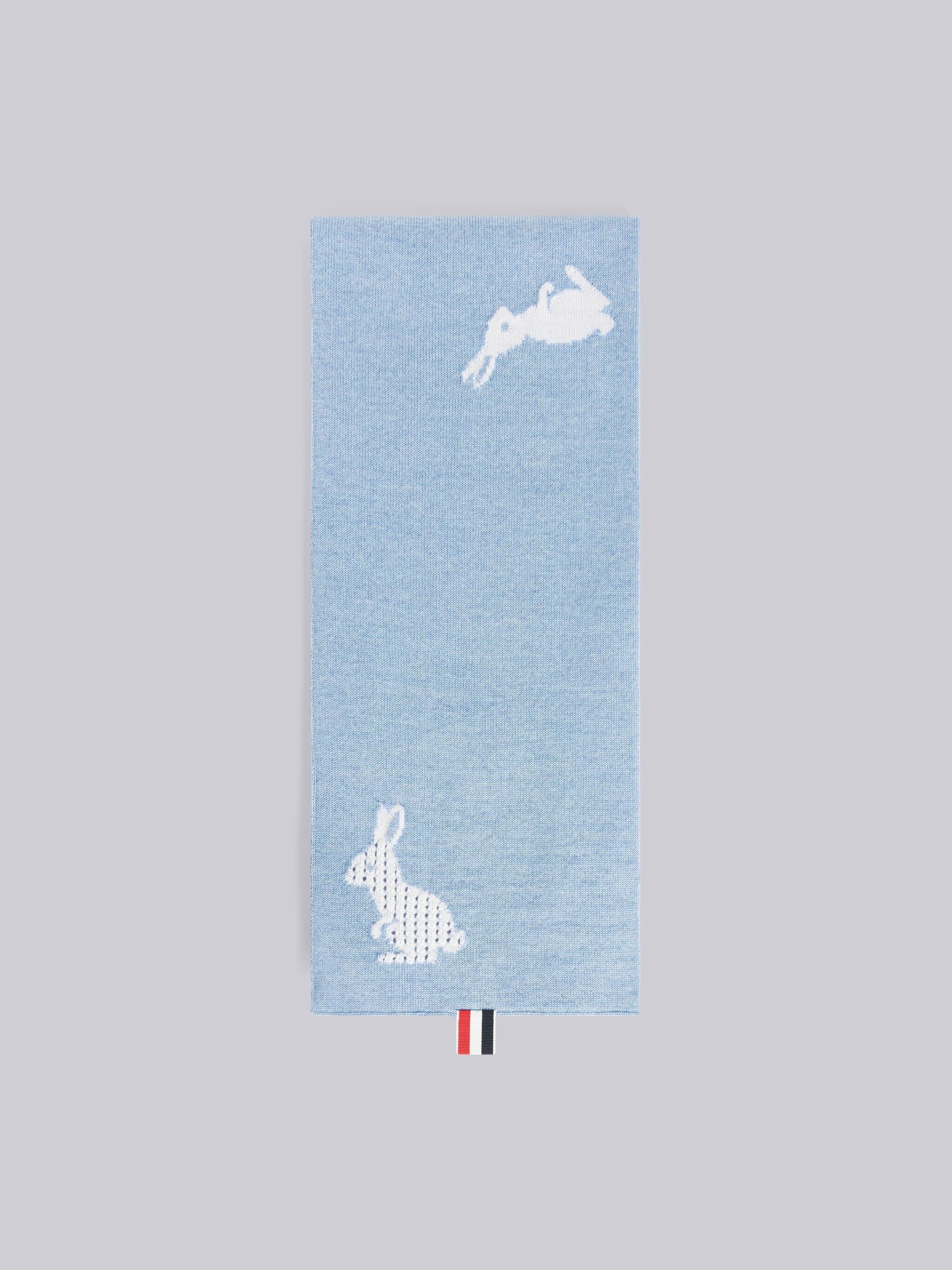 Merino Wool Rabbit 4-Bar Intarsia Scarf - 1