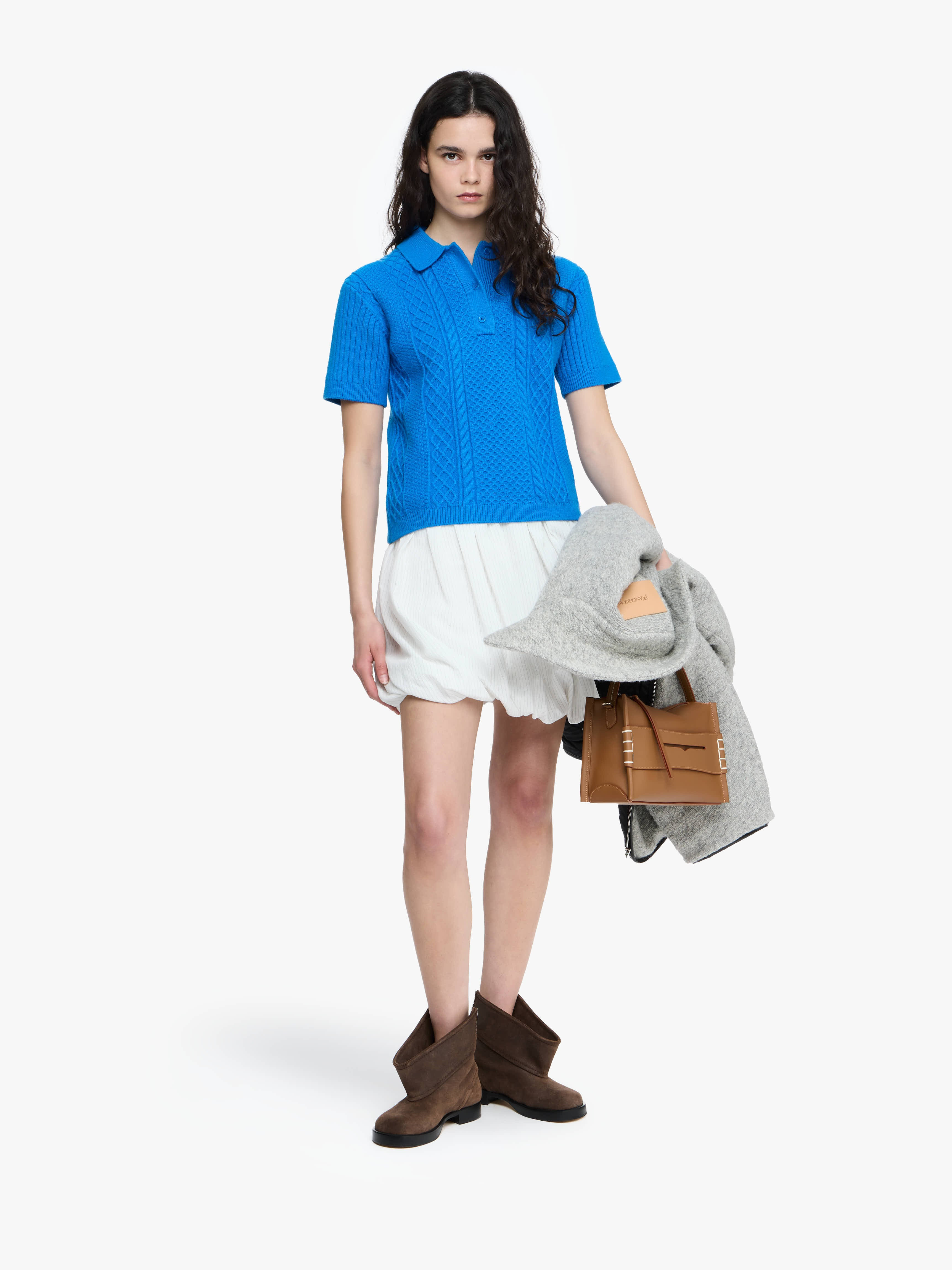 CROPPED CABLE KNIT POLO - 2