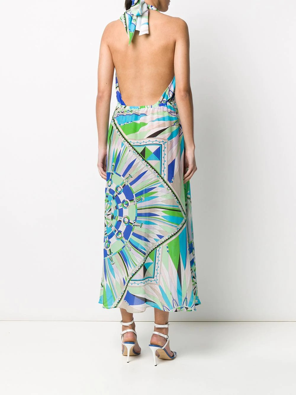 abstract print halterneck dress - 4