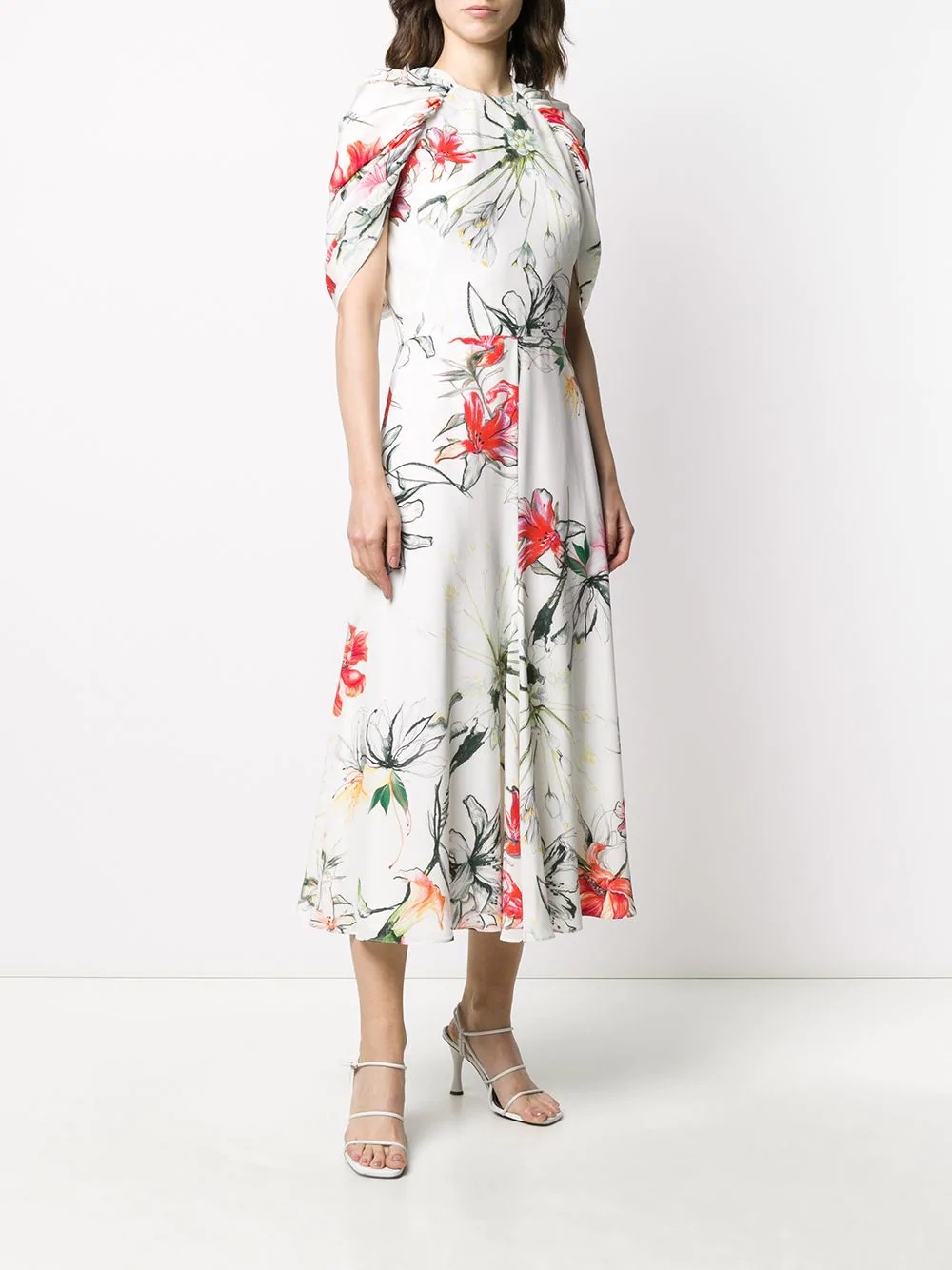 floral print gathered dress - 3