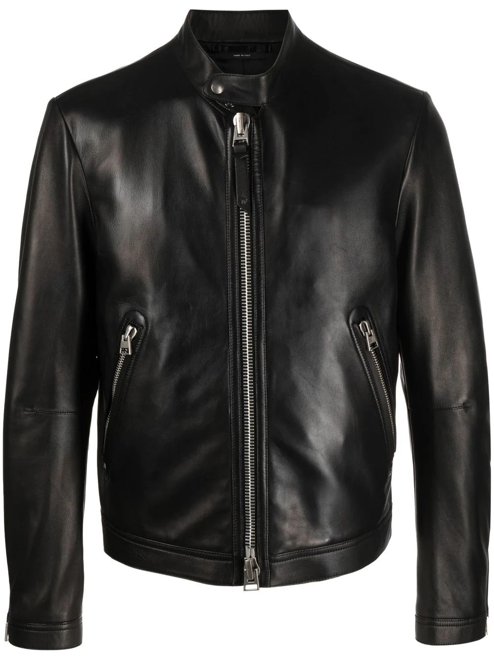 zip-front leather jacket - 1