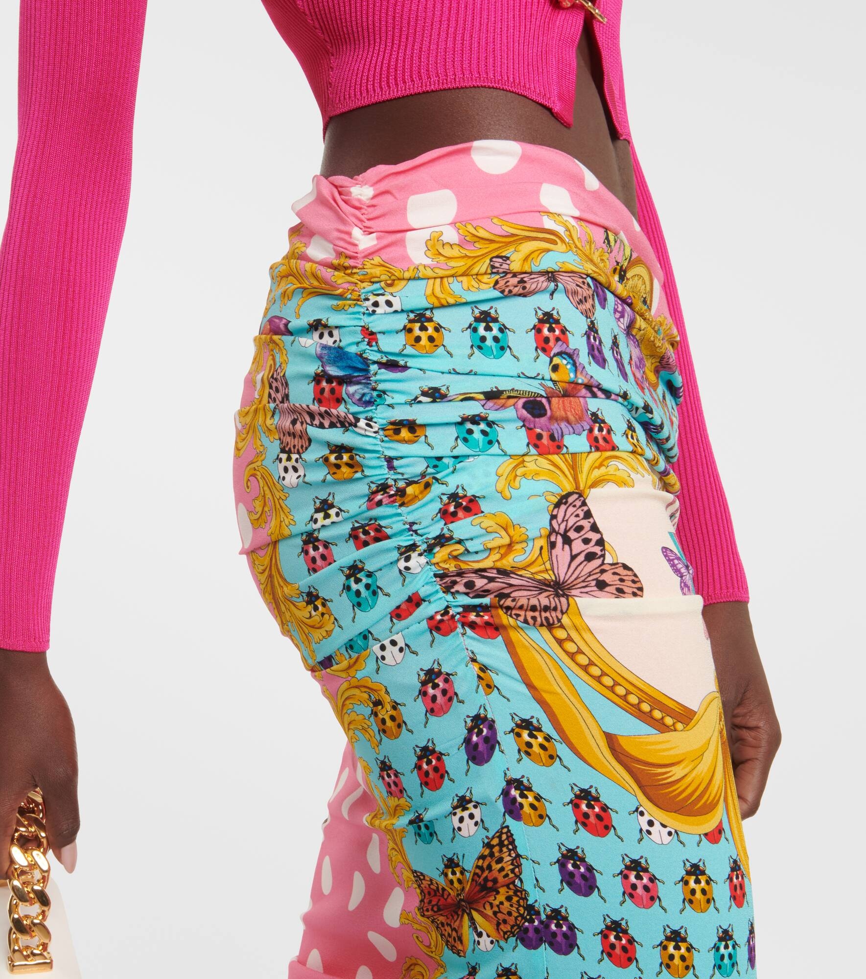 Printed draped midi skirt - 4