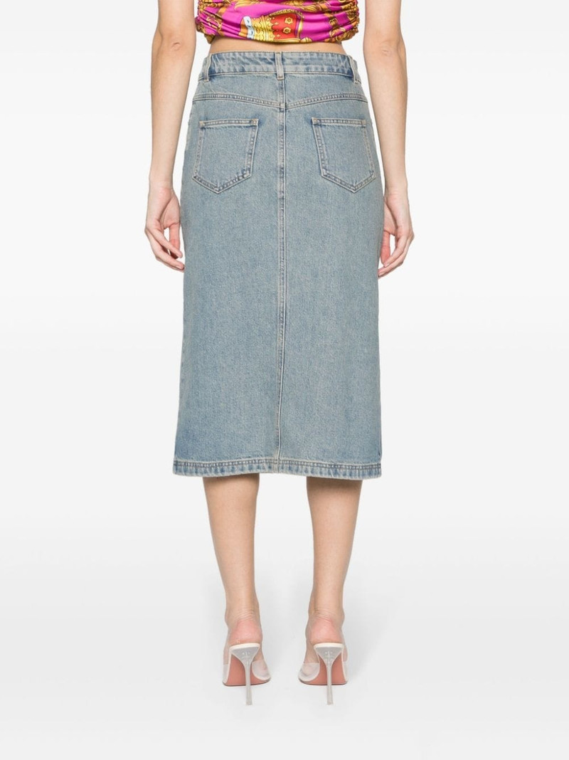 Teddy Bear-button denim midi skirt 4