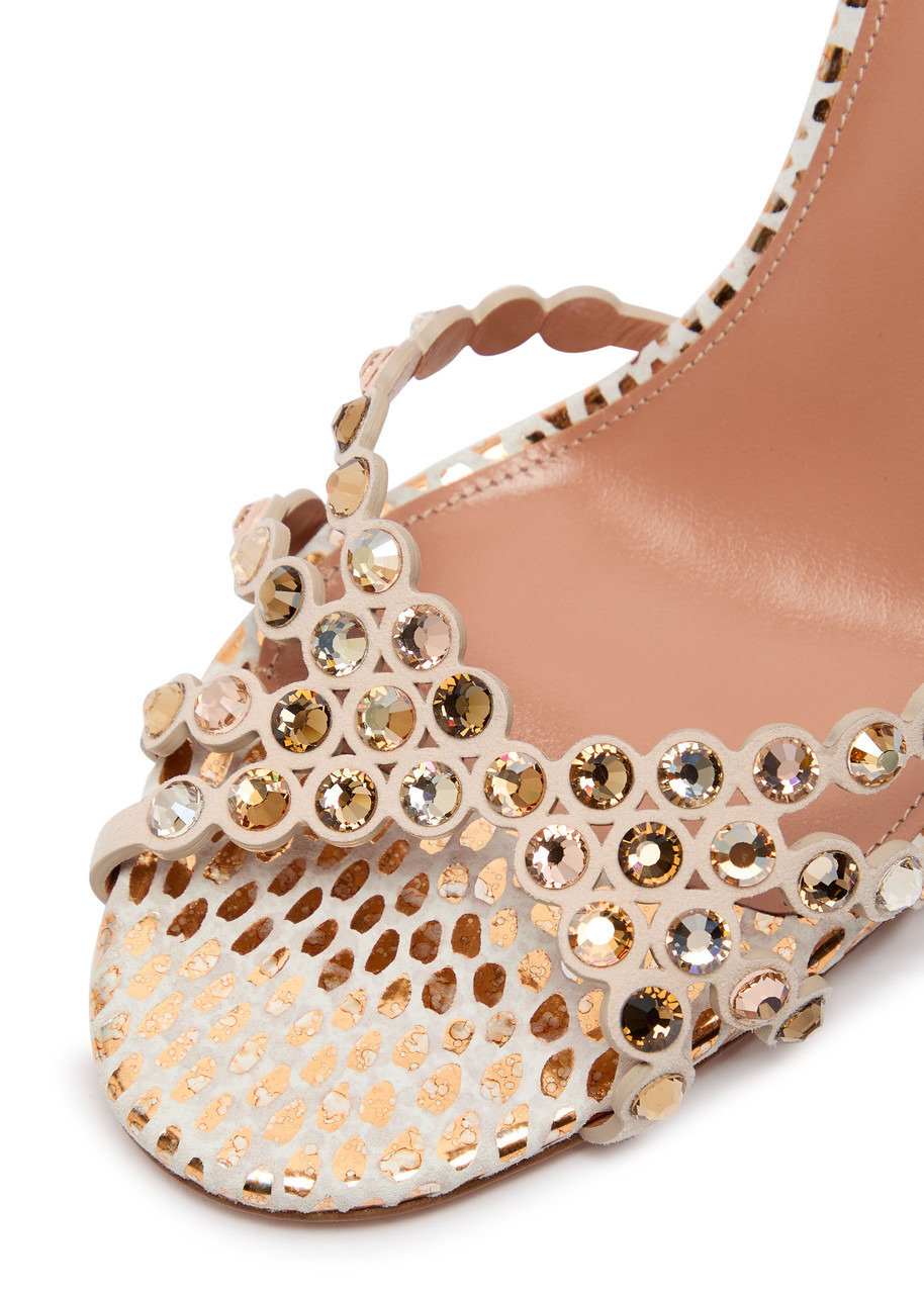 Aquazzura Tequila 85 Crystal-embellished Suede Sandals - 4