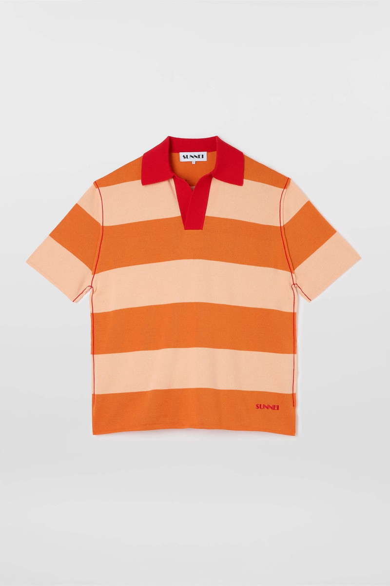 MAGLIAUNITA STRIPED POLO / orange & salmon pink 1