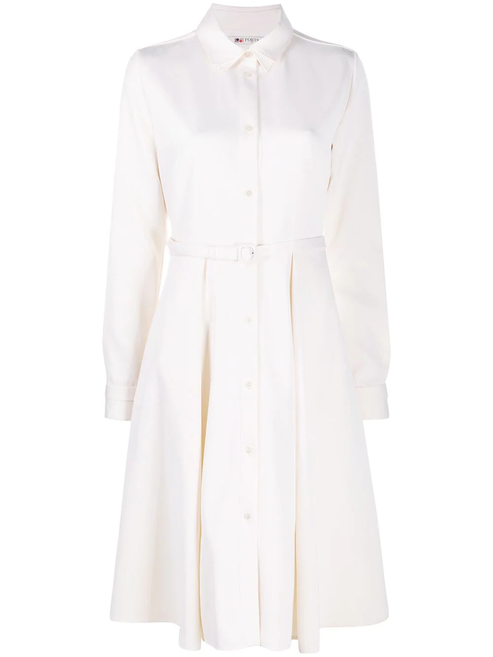 long-sleeved button-up shirt dress - 1