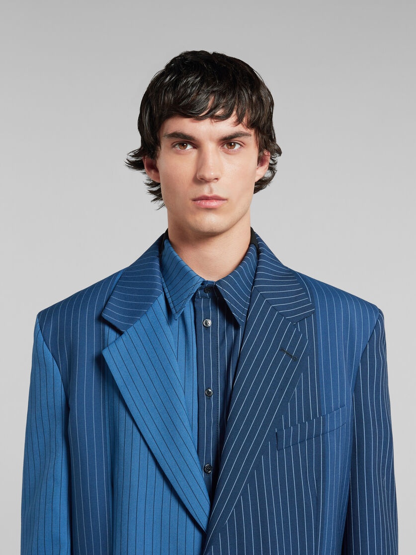 BLUE DÉGRADÉ PINSTRIPE WOOL BLAZER - 4