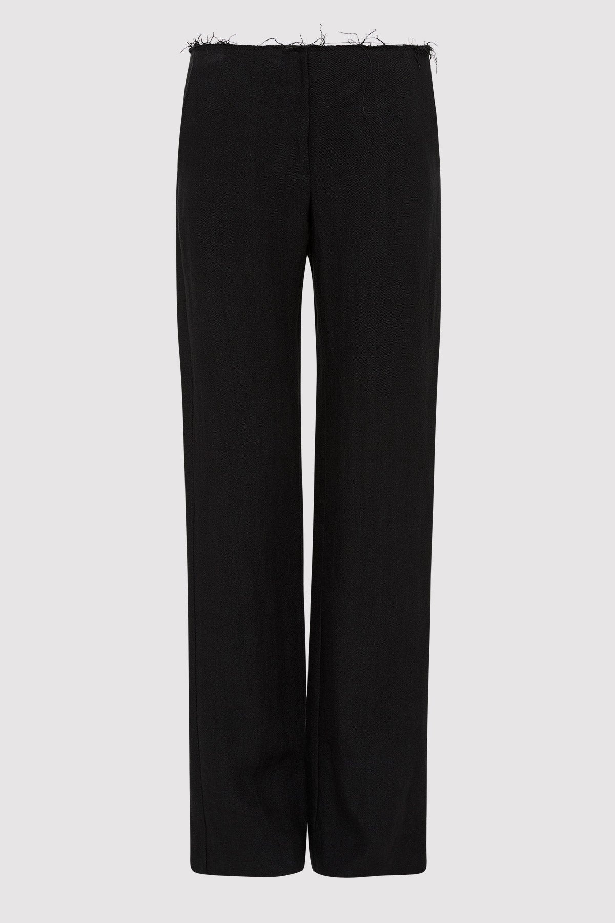 Low Waist Raw Edge Pants - Black - 1