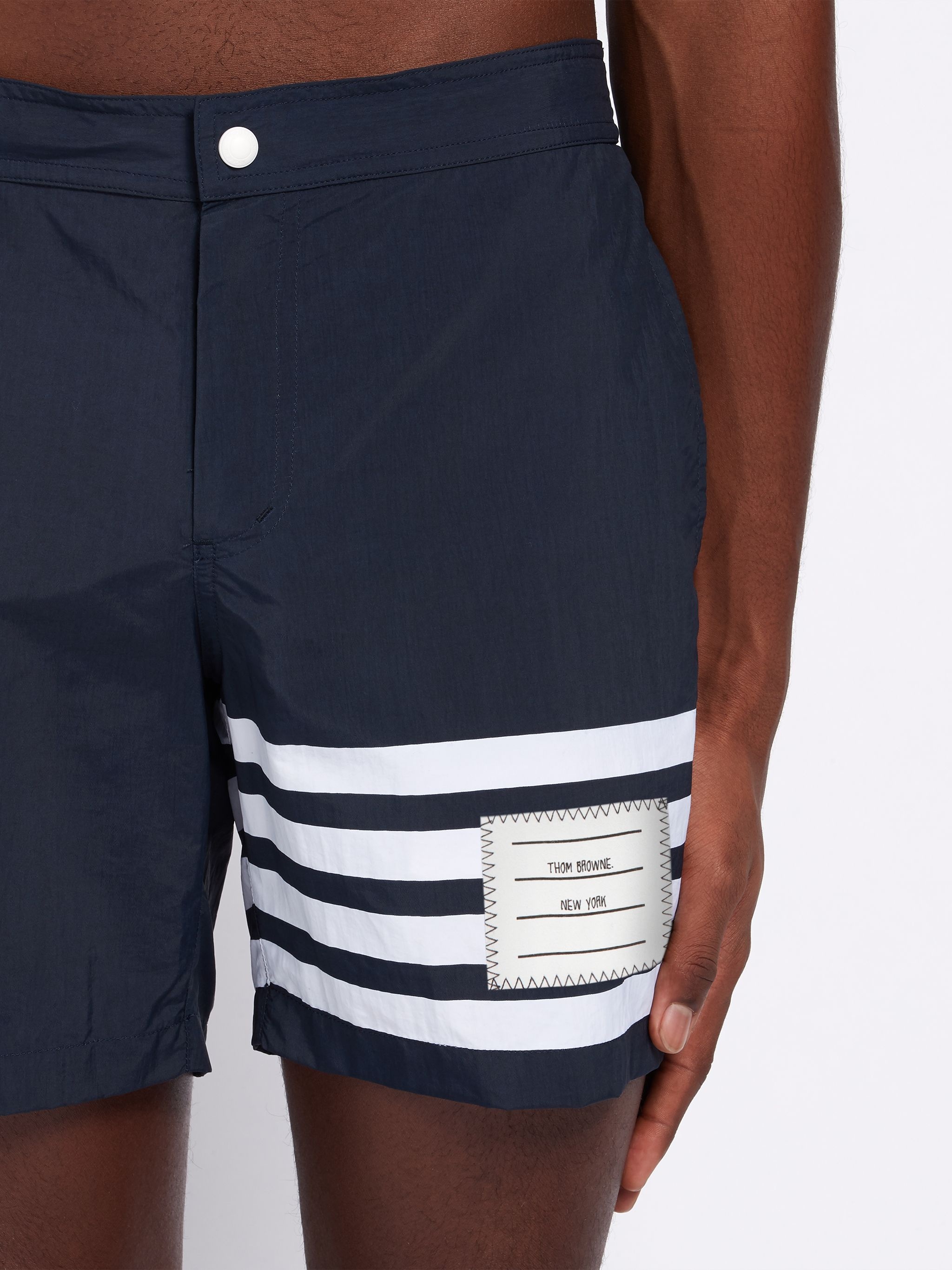 Navy Solid Tech 4-bar Swim Short - 5