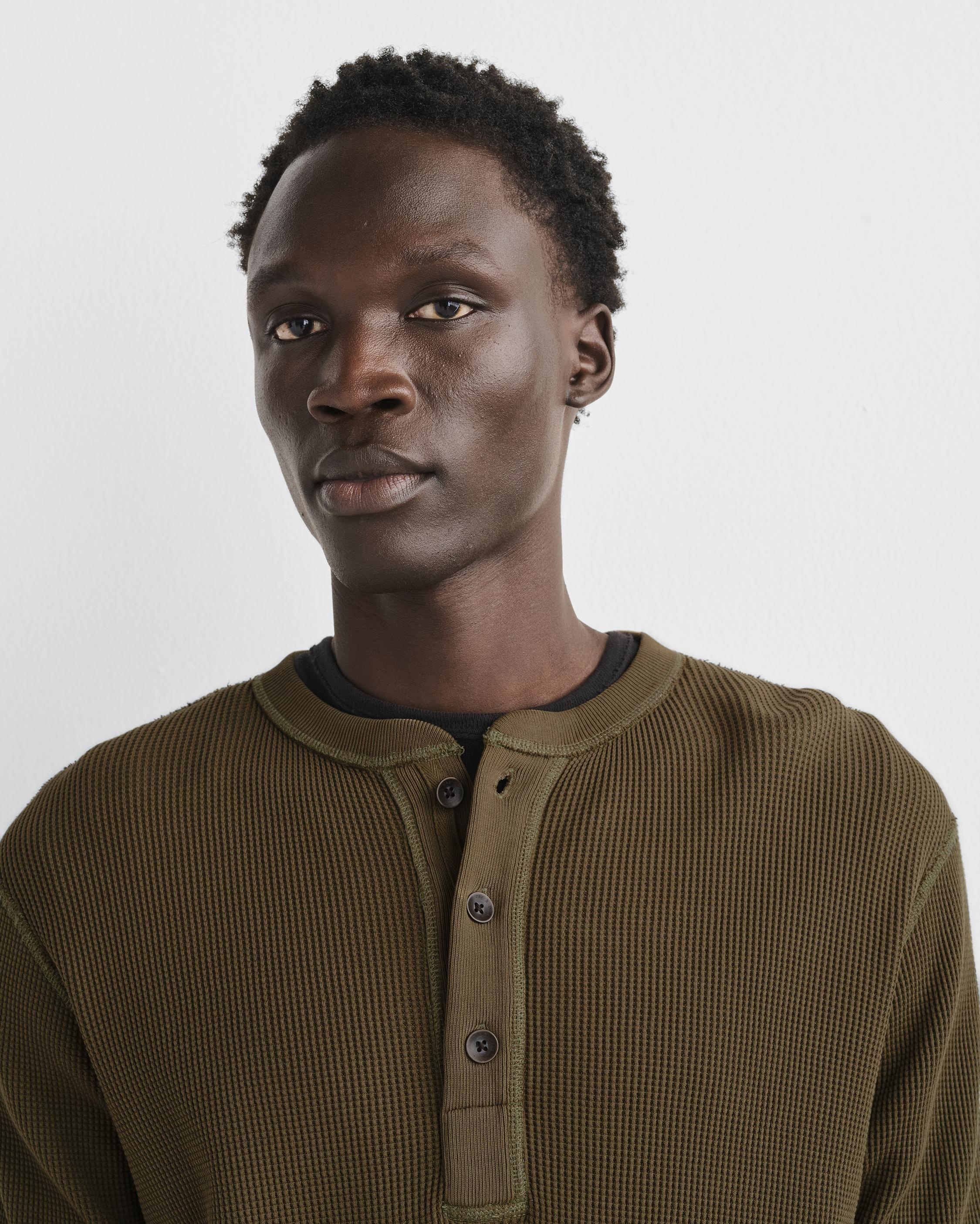 Garment Dyed Waffle Henley
Cotton Long Sleeve Shirt - 2