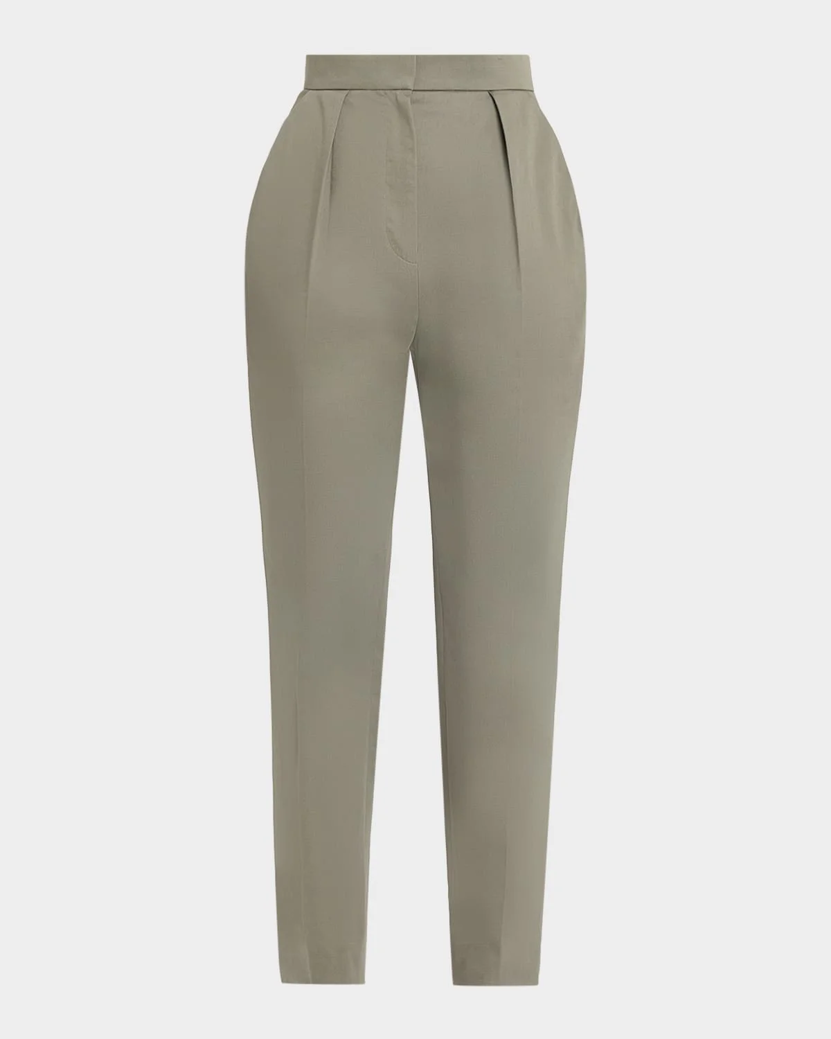 High-Rise Pleated Slim-Leg Tailored Trousers - 1