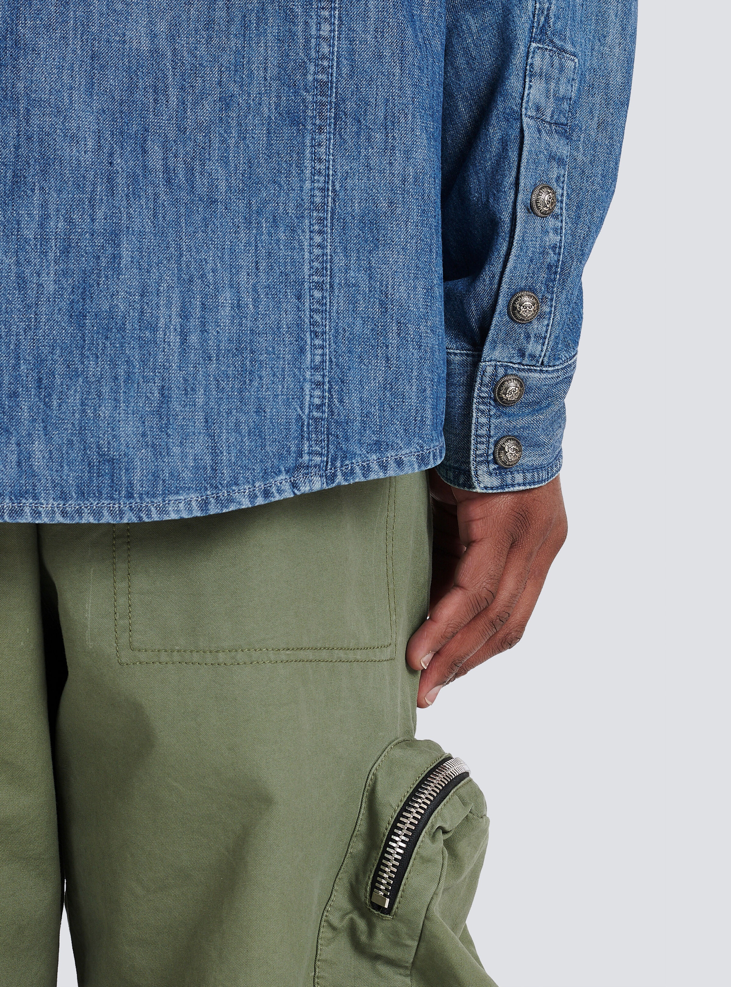 Denim shirt with logo Balmain - 8