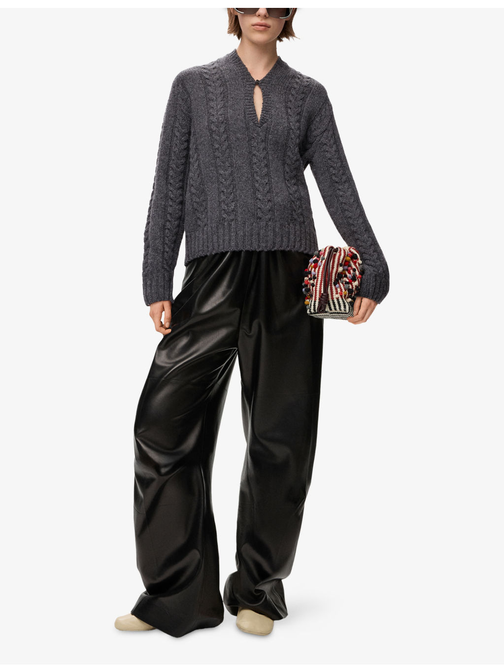 Keyhole Cable-Knit Wool Jumper - 2