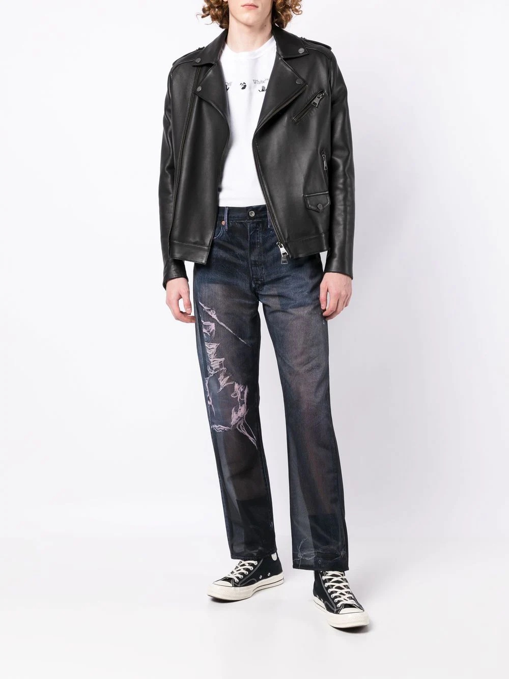 distressed-effect denim trousers - 2