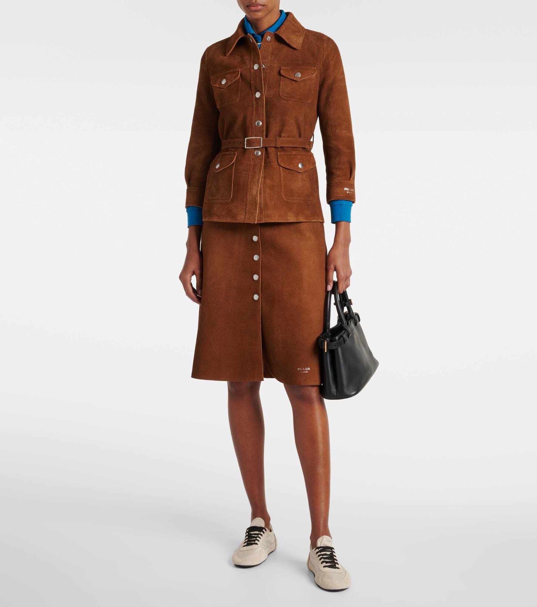 Belted suede midi skirt - 2