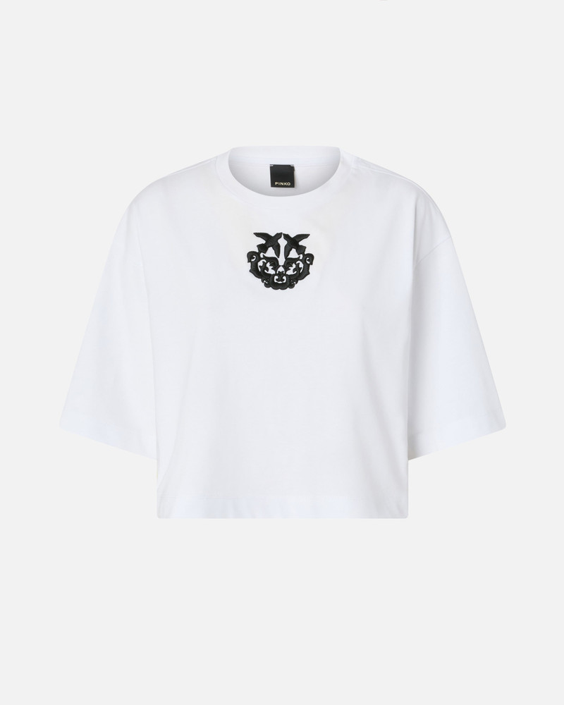 CROPPED T-SHIRT WITH LOVE BIRDS EMBROIDERY 1