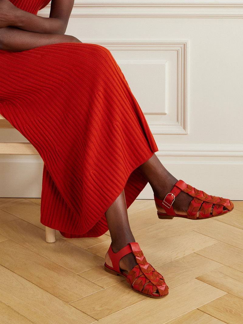 GABRIELA HEARST Willow Suede-trimmed Leather Sandals outlook