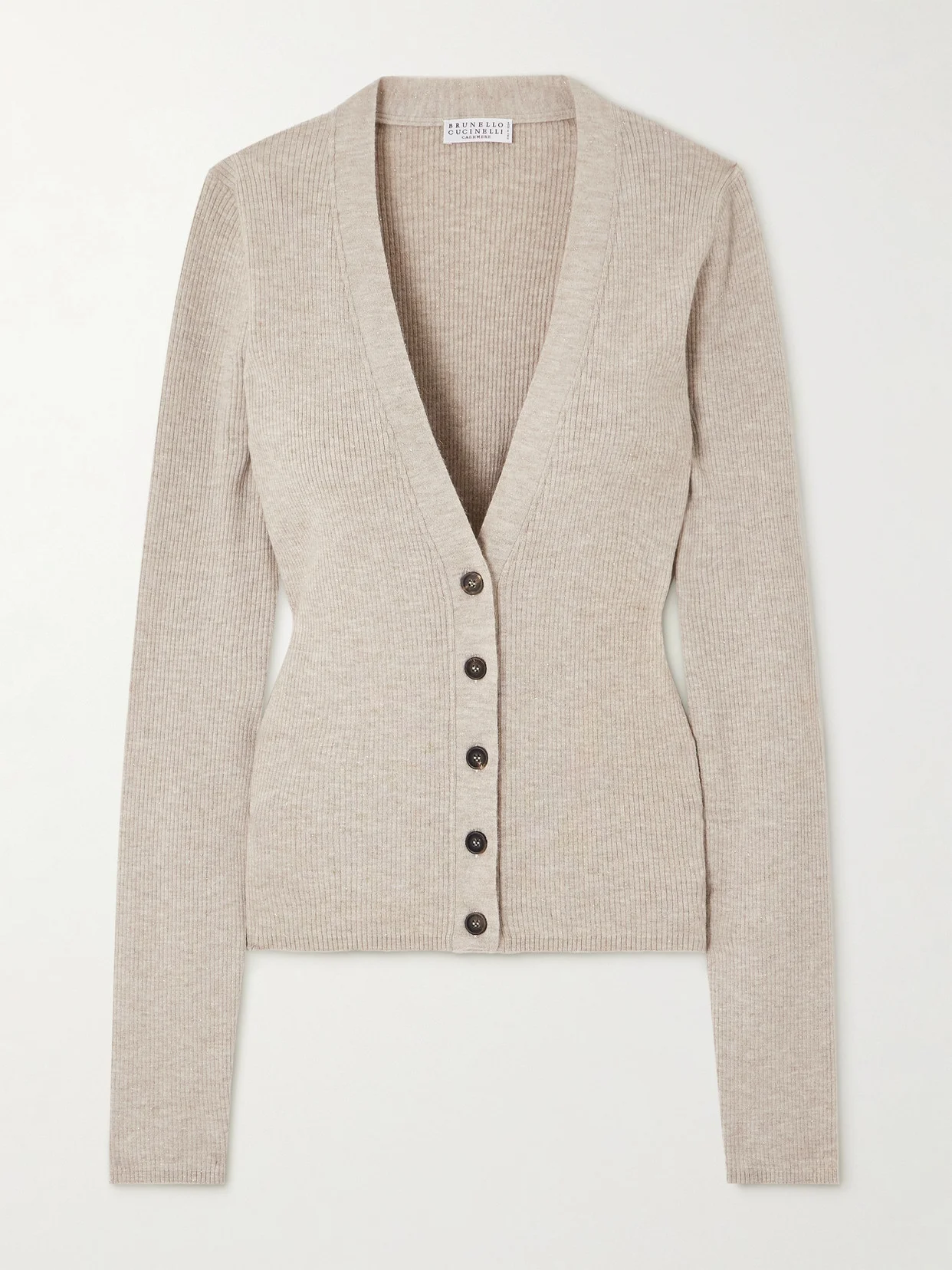 Metallic Ribbed-knit Cardigan - 1