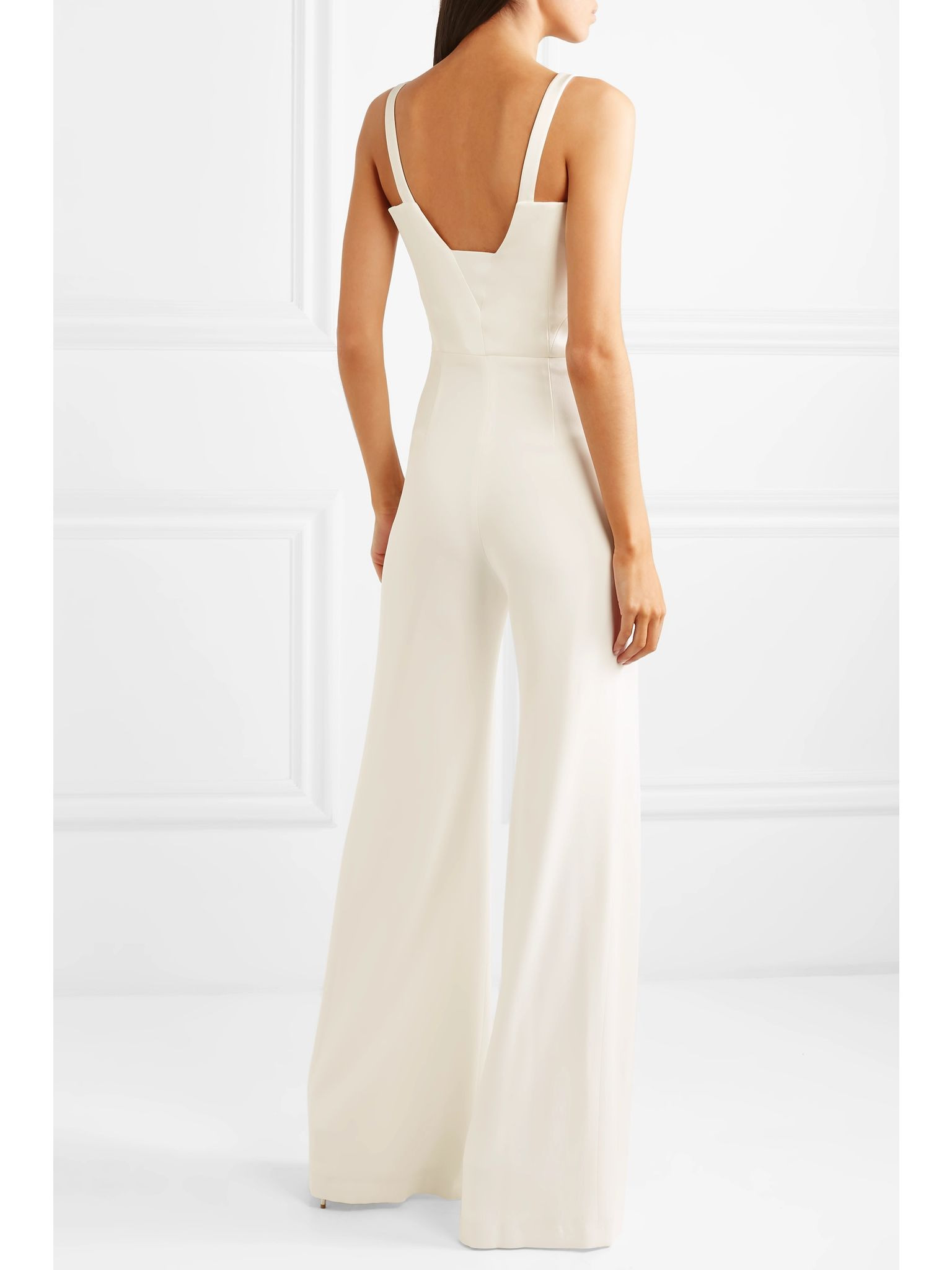 Paneled crepe jumpsuit White - 4