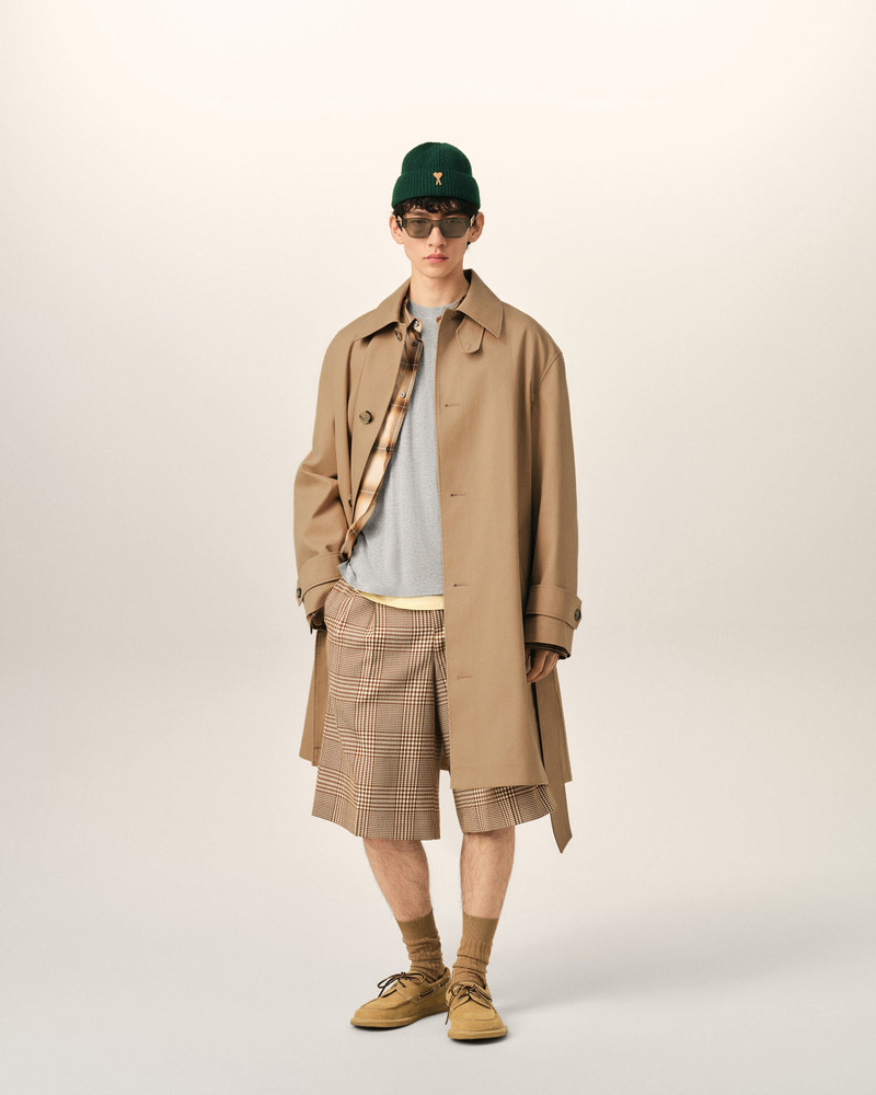 AMI Paris BEIGE WATER-REPELLENT COTTON TWILL BELTED MAC outlook