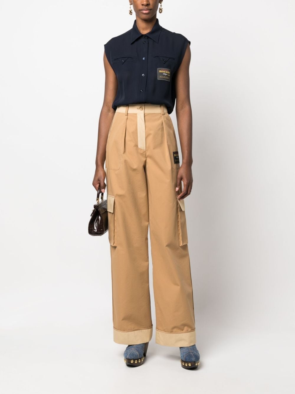 two-tone cargo pants - 2