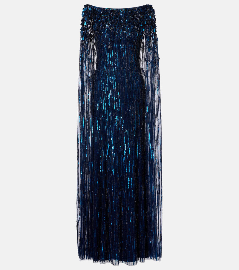 Luella fringed sequined gown 1
