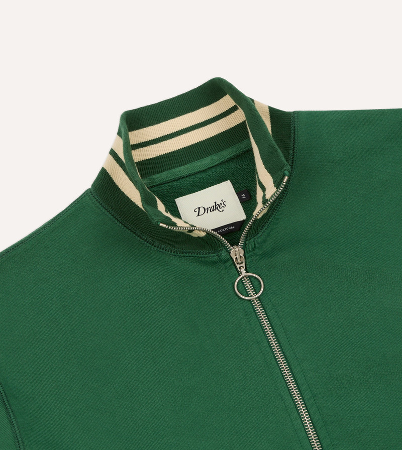 Green and Ecru Cotton Zip-Through Sweatshirt 4