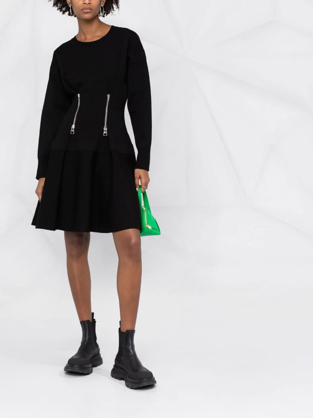 zip-detail flared dress - 2