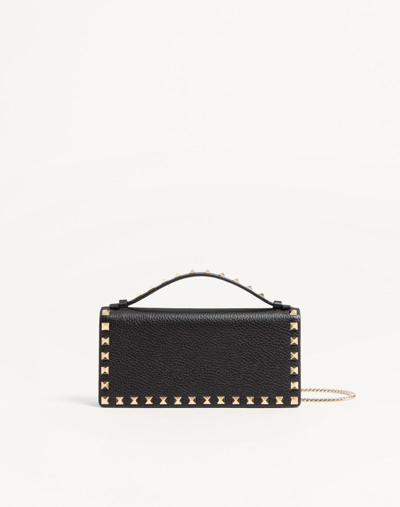 ROCKSTUD WALLET WITH CHAIN IN GRAINY CALFSKIN 1