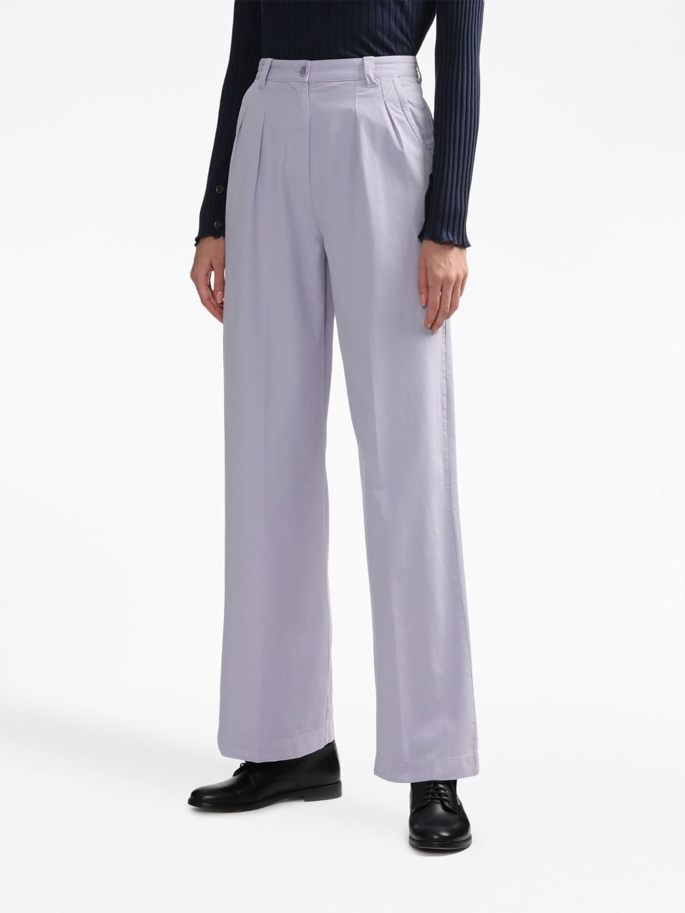 wide-leg cotton trousers - 3