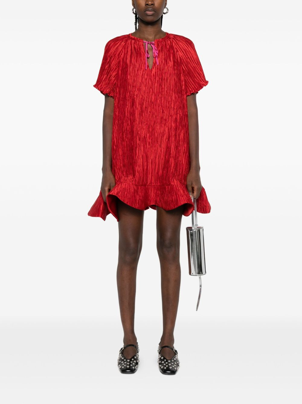 plissé ruffled mini dress - 2