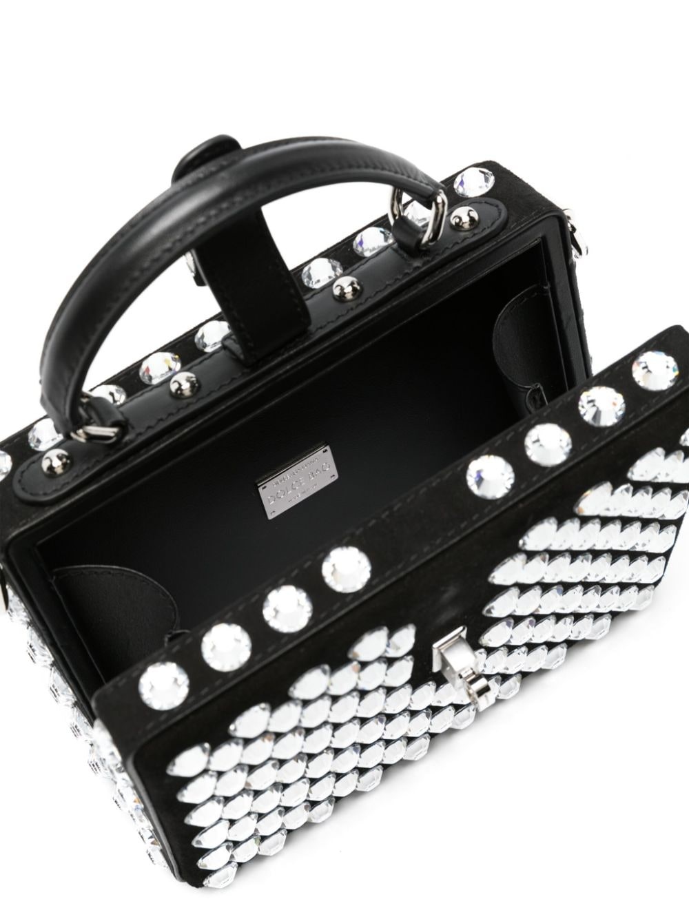 Box crystal-embellished leather bag - 5