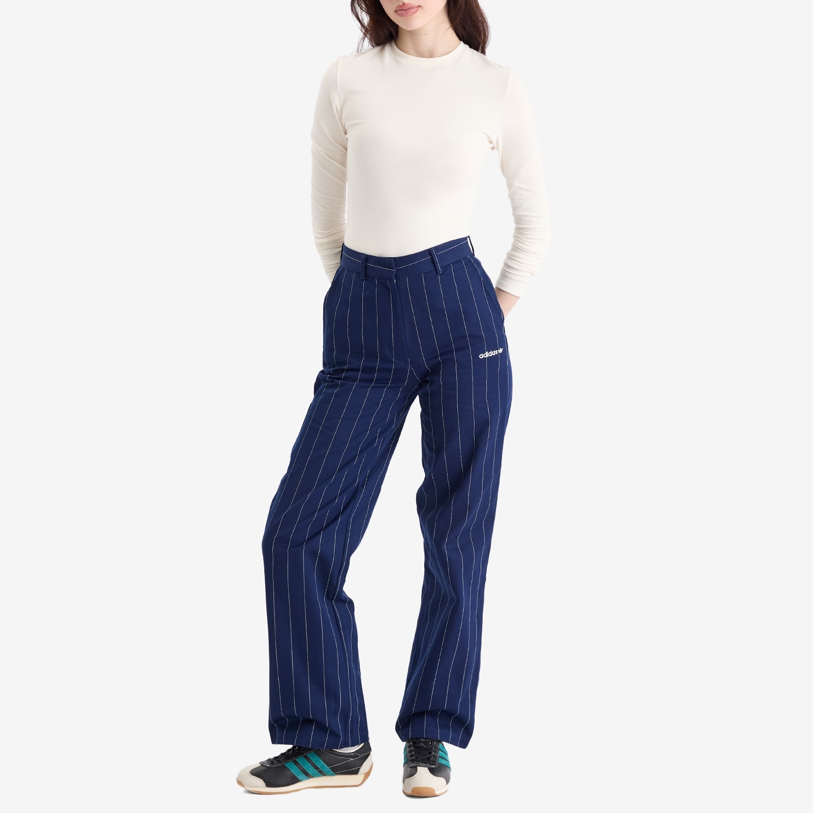 adidas Pinstripe Twill Loose Pants | REVERSIBLE