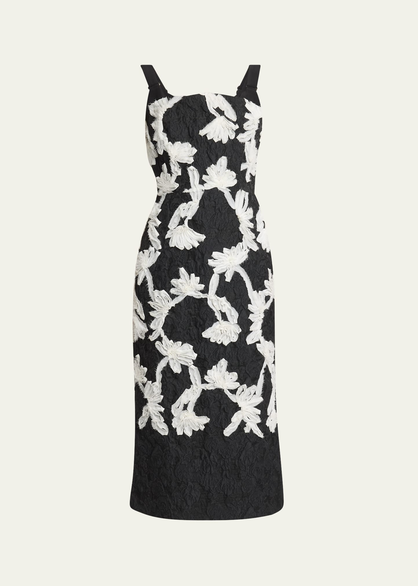 Sleeveless Cloque Midi Cocktail Dress - 1